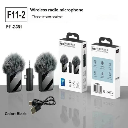 3in1 Wireless Lavalier Microphone for Camera,Android,iPhone,Microphone for Video Recording Recording Podcast Noise Reduction Mic