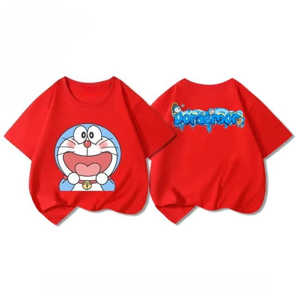Potdemiel Doraemon 100% Cotton Children's T-Shirt, New Summer Style, Comfortable and Breathable Top for Boys and Girls