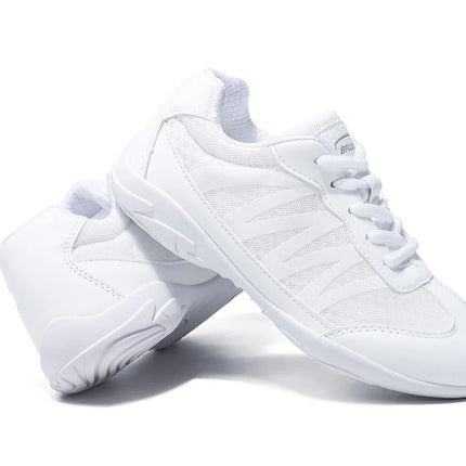 BAXINIER Girls White Cheer Shoes Trainers  Breathable Training Dance Tennis Shoes Lightweight Youth Cheer Competition Sneakers