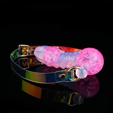 LEZEE Multi-color Open Mouth Gag Breathable Ball Gags Colorful Environmental Protection Belt Crystal Oral Ball For Role-playing