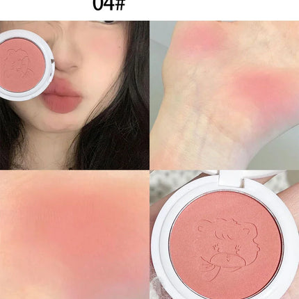 Monochrome Cute Blusher Peach Milk Pink Cream Natural Cheek Tint Brighten Waterproof Matte Face Contouring Blush Palette Makeup