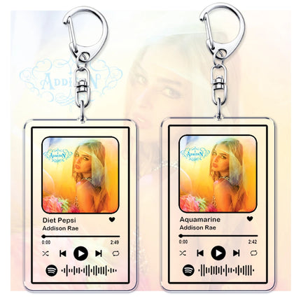 Hot Singer Addison Rae Songs Keychains for Women Accessories Bag Diet Pepsi Aquamarine Music Keying Jewelry Fans Friend Gifts