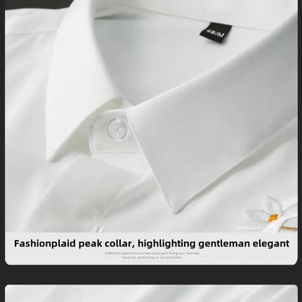 Elegant Chinese Style Embroidered Long Sleeve Men's Casual Shirt Autumn Iron Free Slim Fit Fashionable Top Men's Dress Shirt