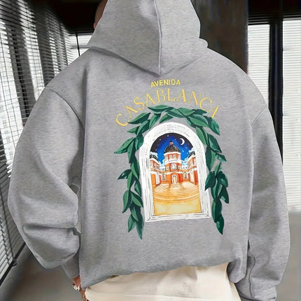Fashionable and Simple Patterned Letter Print, Men's Trendy Casual Sports Hoodie, Loose and Comfortable Warm Hoodie