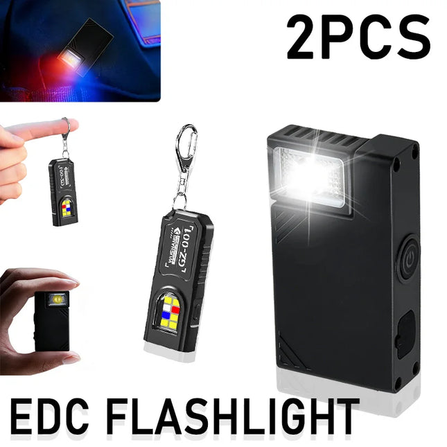 Rechargeable Mini EDC Handheld Flashlight Rotating LED Flashlight Outdoor 5 Modes Magnet Work Light Portable Pen Clip Lantern