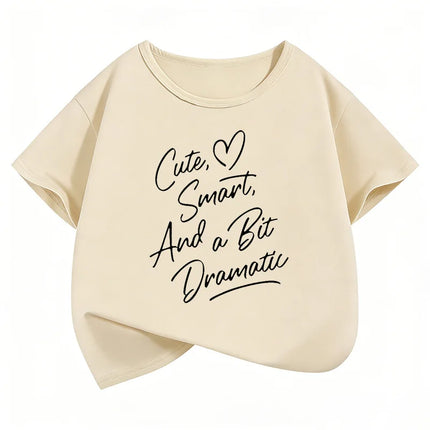 Cute Smart Dramatic Letter Printed T Shirts Short Sleeve Kids Children's T-shirt Boys Girls Summer Spring Casual Top Tee Shirt