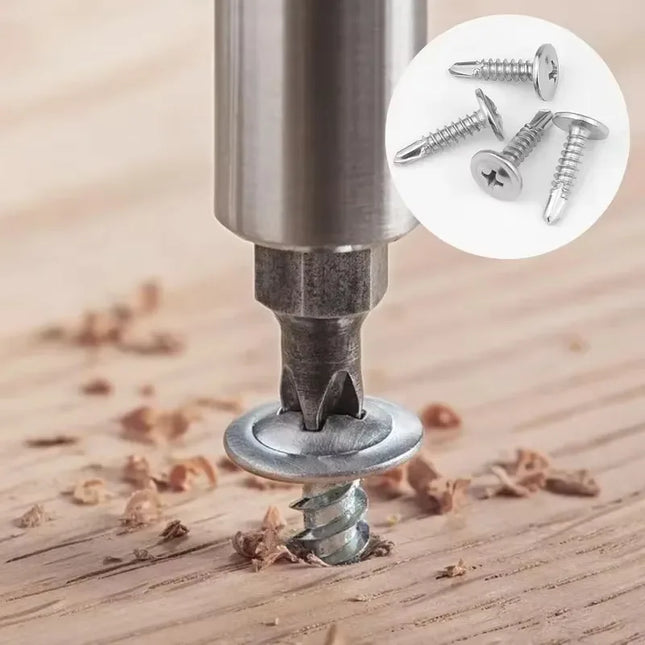 #8 M4.2 Stainless Steel Self-tapping Screw Large Round Flat Head Self Drilling Screw Fastener for Wood Sheet Metal Repair