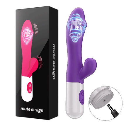 Rabbit Vibrator for Women Clitoris Stimulator Silicone G-spot Powerful 2 in 1 Dildo Female Masturbation Sex Toys Adult Goods