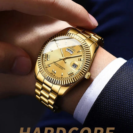 Fashion Men's Quartz Watch, Top Brand Sports Quartz Men's Watch, Stainless Steel Waterproof Date Week Watch, Men's watches for men