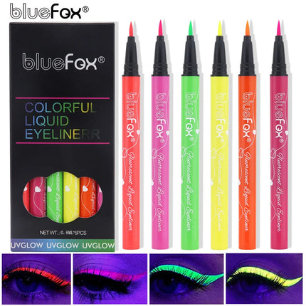 6pcs Glow in the Dark Face,Body Paint Set,Shimmer Liquid Eyeliner, Neon Fluorescent Makeup Sticks for Halloween,Music Festivals