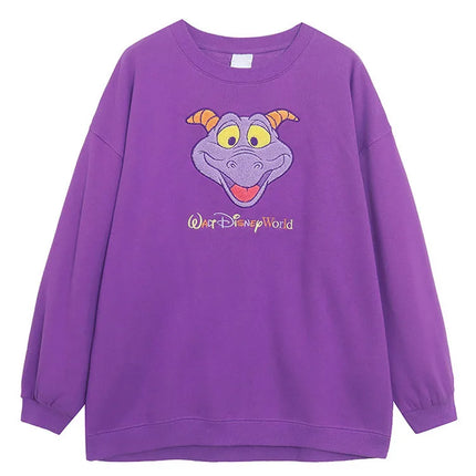 Disney World Disneyland Embroidery Sweatshirt Women Casual Fleece Jumper Mickey Daisy Duck Cartoon Loose Pullover Top O Neck