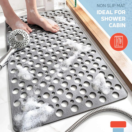 Non Slip Bath Mat & Shower Mat with Suction Cups & Drain Holes Soft Machine Washable Non Slip Bathtub mat Shower Mats for Inside