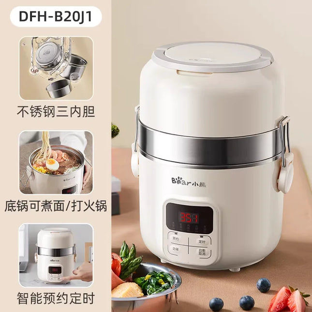 Electric Heating Lunch Box Double-layer 304 Stainless Steel Reserveable and Timed Heating Rice and Vegetable Lunch Box