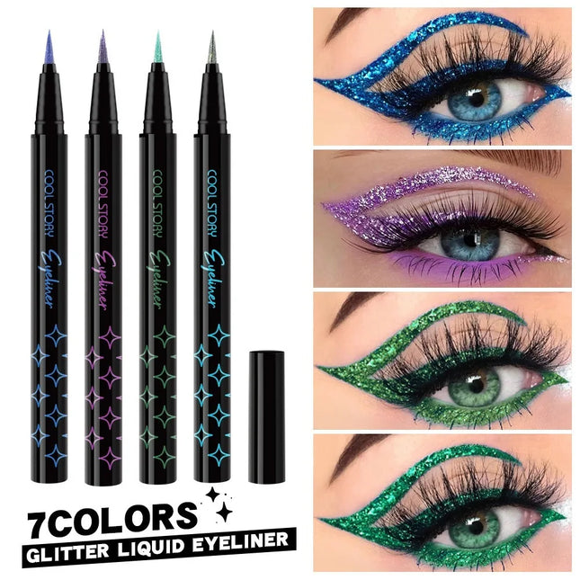 Waterproof Glitter Eyeliner Pen Eye Shadow Stick Long-Lasting Quickly Dry Diamond Shining 9-color Liquid Eyeliner Big Eye Makeup