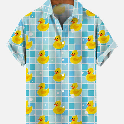 Unisex Men's Cosplay Shirts 3D Prints Splicing Cartoon Cute Duck Printing Short Sleeve Shirt Fashion Hawaiian Shirts For Men