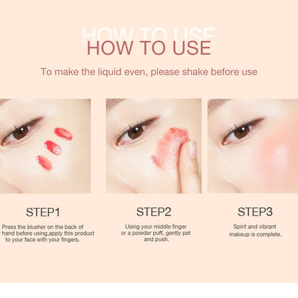 O.TWO.O Liquid Blusher 4 Colors Rose Pink Blush Long Lasting Natural Cheek Face Makeup Blusher High Pigment For Women Cosmetics