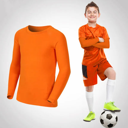 Kids Children Boy Girl Compression Running Long T Shirt Fitness Sport Basketball Football Gym Sportswear Soccer Clothes 25