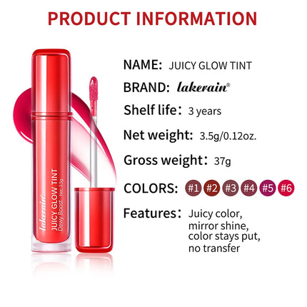 Lakerain Juice Mirror Water Light Lip Glaze Sugar Version Moisturizing Mirror Dudu Lip Gloss Hydrating Lip Gloss Female Cosmetic