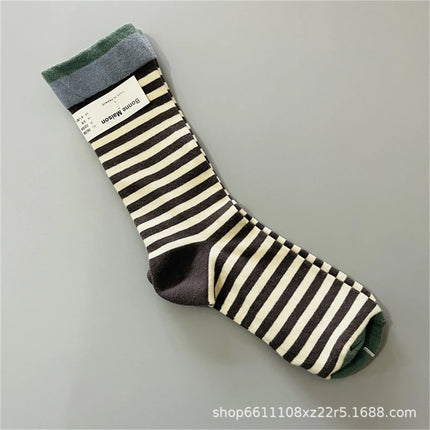 Bonne Maison French Small Batch Women's Fun Oil Painting Style Mid-Calf Cotton Dopaamine Colorful Socks Moisture Wicking Sweat