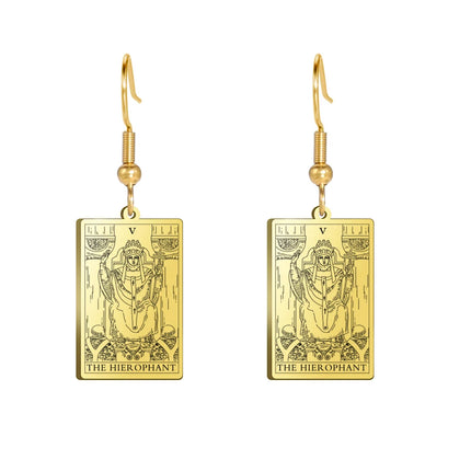 Classic Tarot Cards Stainless Steel Drop Earring for Women Sun Moon Star Lovers Divination Tarot Jewelry Birthday Gift