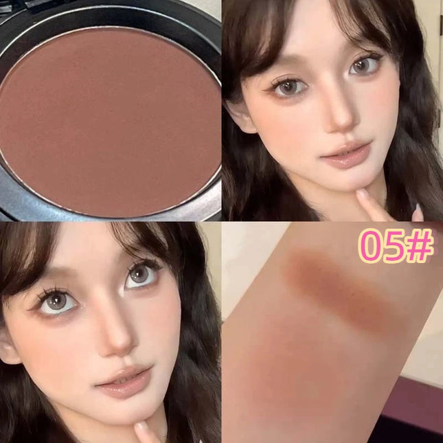 Monochrome Blusher Palette Matte Warm Brown Red Cheek Tint Face Contouring Waterproof Cosmetics Rouge Powder Soft Natural Makeup