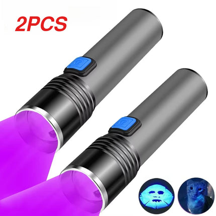 Mini LED 395nm UV Flashlight Rechargeable Waterproof Black Light Torch for Pet Urine Stain Detection Scorpion and Fluorescent