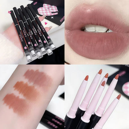 1Pc 3 Essential Colors Triple-Ended Waterproof Matte Lip Liner Pencil with Brush - Long-Lasting Non-Stick Natural Lip Makeup