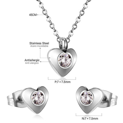LUXUKISSKIDS Chic Elegant Heart Indian Fine Jewelry Sets Women Wedding Crown Steel Necklace And Earrings bijoux Bulk Wholesale