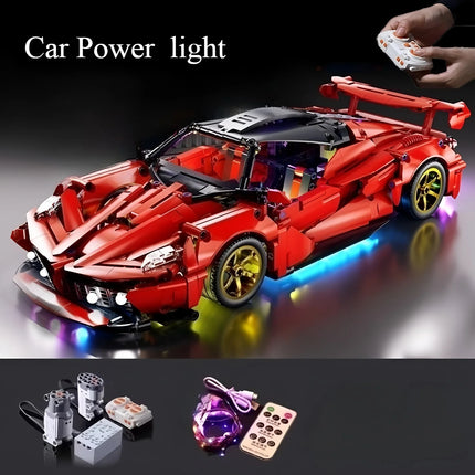 1:14 Red building block sports car RC toy, car building block toy, birthday gift, sports car model DIY, children's gift