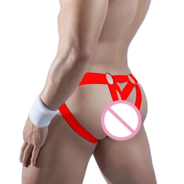Sexy Underwear Men Thong Jockstrap G String Mesh Penis Pouch Bondage Lingerie Erotic Harness Underpants T-back