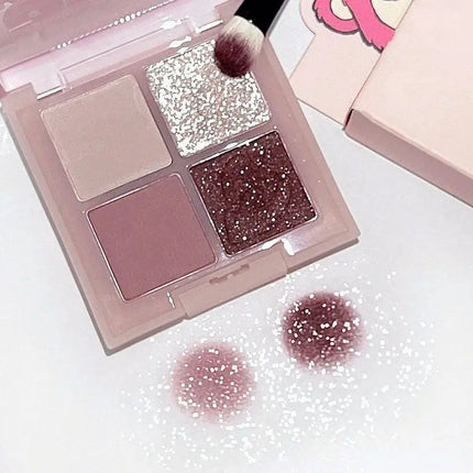 4-Color Glitter Blue Eyeshadow Palette Matte Pearl Shimmer Acrylic Smoky Grey Eye Shadow Palette Long Lasting Makeup Cosmetic
