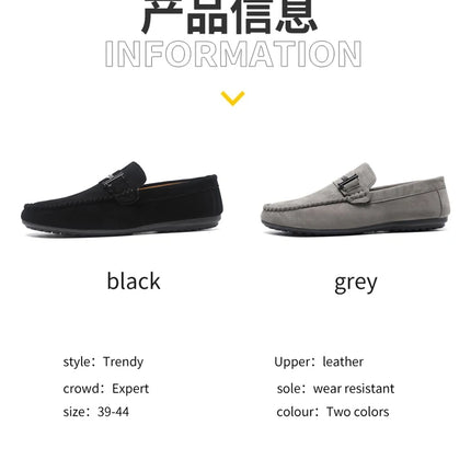 2025 Spring and Autumn driving soybean shoes business casual men's shoes versatile comfortable work shoes black and grey