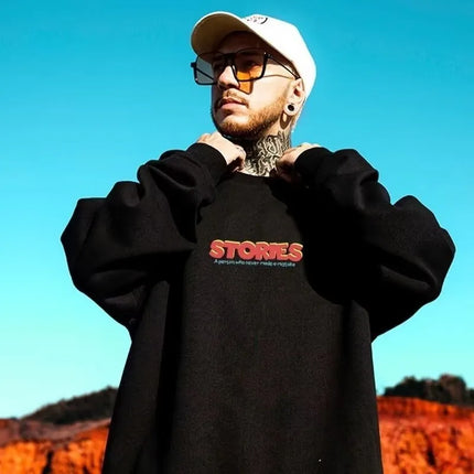 M-8XL Men Oversized Sweatshirt Fashion Loose American Style Trendy Color Graffiti Bear Print Long Sleeve Couple Clothes