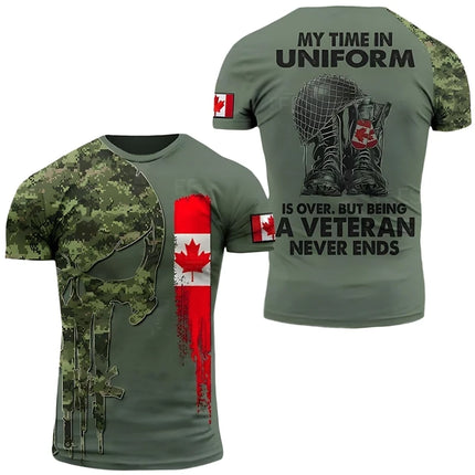 Canada Flag T Shirt Men Maple Emblem Camouflage Tops Pop 3D Jungle Camo Print Proud of Canadian T-shirt Beige Field Short Sleeve