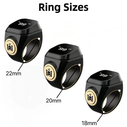 1 ZIKR smart ring with vibration alerts, which connects to the APP for time synchronization and provides five daily prayer remin