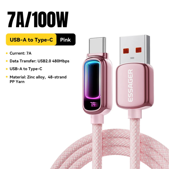 Essager USB Type C Cable 7A PD3.1 Fast Charging For MacBook Laptop iPhone 17 16 15 Pro Max iPad Samsung Type C Cable