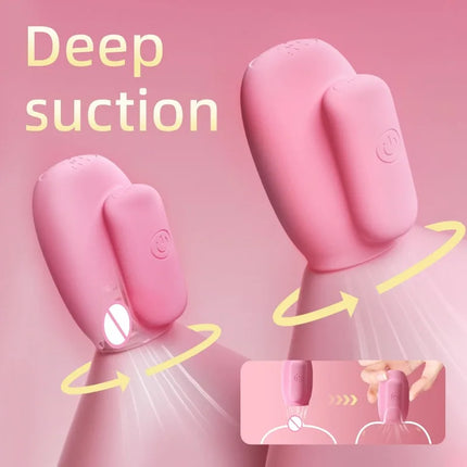 Ten Frequency Vibration Pink Silicone Nipple Sucking, Suitable for Both Men and Women, Licking and Masturbating Device, Sex Toys
