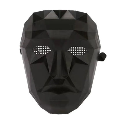 Futuristic Geometric Party Mask  Black Tech Style with Breathable Mesh Eyes  Mouth - Perfect for Halloween Cosplay Theme Parties