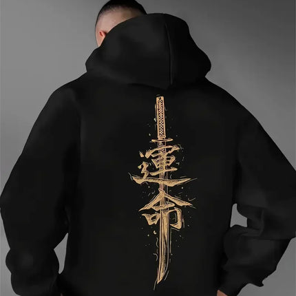 Japanese-style Fate Fashion Print Design for Men's Autumn and Winter Sweatshirts Hoodies Trendy Street Casual Sporty Pullovers