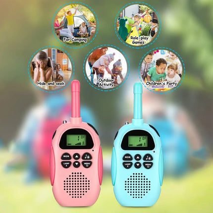 Kids Walkie Talkies 2 Pack Rechargeable Toy Two Way Radio 22 Channels 3KM Long Range for Children Outdoor Play Birthday Gifts