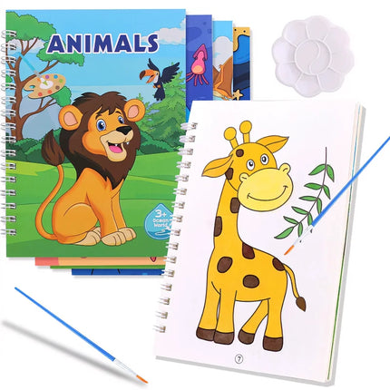 4pcs/set Cartoon Coloring Books DIY Watercolor Painting Book Graffiti Picture Books Painting Drawing Toys for Children Gift