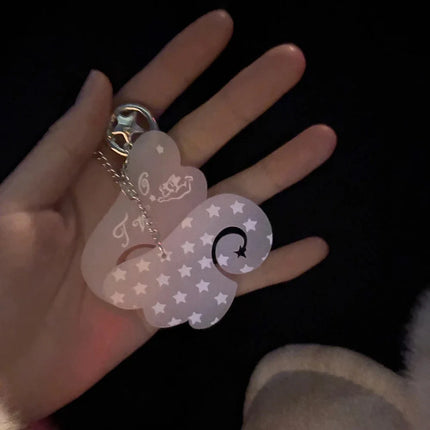 Creative Acrylic Star Angle Wings Keychain For Women Sweet Simple Design Cute Earphone Bag Keyrings Young Girls Jewelry N900