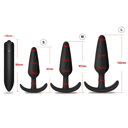 3 Sizes Anal Plug Soft Silicone Butt Plug Bullet Vibrator Stimulator Adult Sex Toys for Men/Women Anal Prostate Massager for Gay