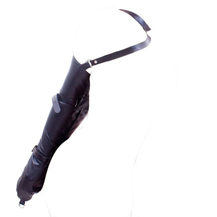 Behind Back Straight Jacket,BDSM Leather Over Shoulder ArmBinder,Adult Sex Bondage Kit Arm Binder Restraint Slave Lockable Glove
