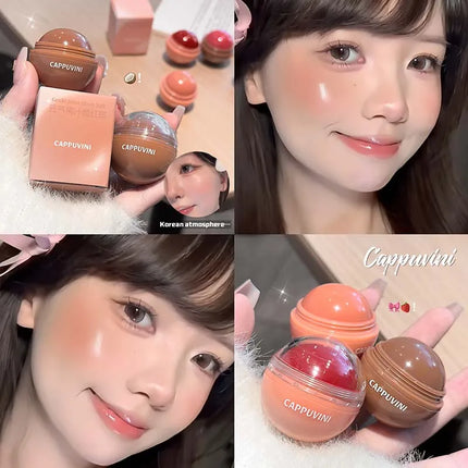 Cappuvini Vitality Juicy Blush Ball Natural Rosy Long-Lasting High Color Blusher Cream Face Makeup Rouge