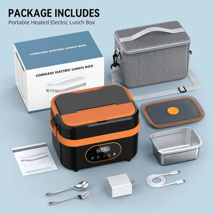 Gison 1.5L Portable Electric Heated Lunch Box 60W No Water Heating Lunch Box Car Work Lunch Box Heater 18000mah Rechargeable