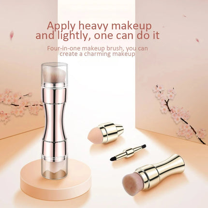 4-in-1 Multifunctional Makeup Brush Set - Professional Portable Foundation Blush Eyeshadow Lip Brushes Travel Kit with Case
