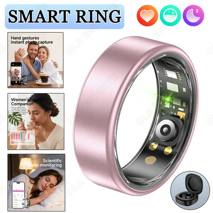New Smart Ring Ola Esporte Colorful Full Size 6-14 Heart Rate BloodPresure Health Smartring Take Photo Waterproof RingWith Case