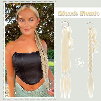 Snoilite Synthetic Long Twist Braid Ponytail Extensions With Rubber Band 34" Boxing Braided Hair Extensions For Women Daily Use