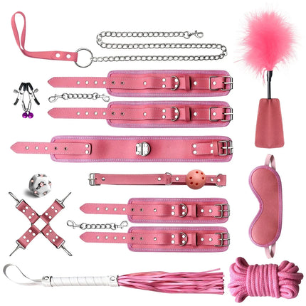 Leather Bondage Set BDSM Fetish Handcuffs Collar Erotic Toys Women Couples Adult Play Erotico Sexy Toys Sex Toys for Women Slave